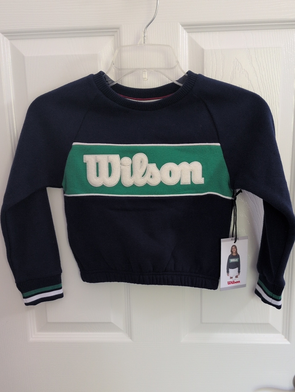 NWT Wilson Girls Navy Blue & Green Colorblock Sweatshirt - XS 4/5